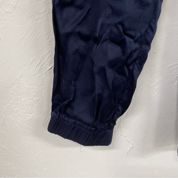 Young Broke & Fabulous Navy Blue Drawstring Waist Satin Jogger Pants Womens S - Picture 5 of 10